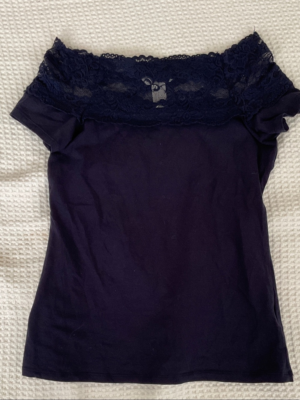 H&M Navy Lace Off-Shoulder Camisole